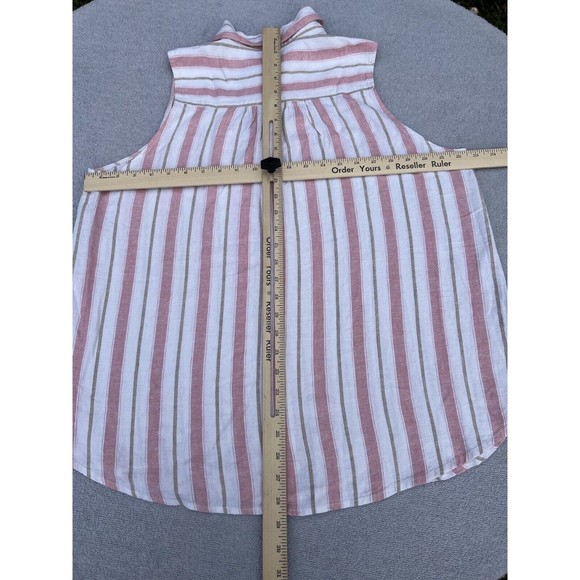 Splendid Stripe Top Women's Large Cream Pink Tan Sleeveless Rayon Button Top New - Picture 11 of 12